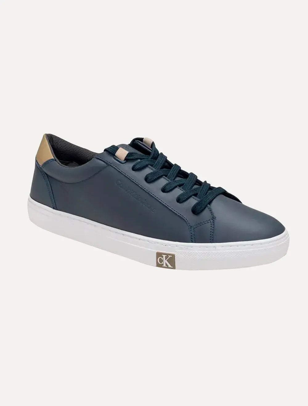 Tênis Calvin Klein Jeans Masculino Couro Project Queima Cáqui/Marinho