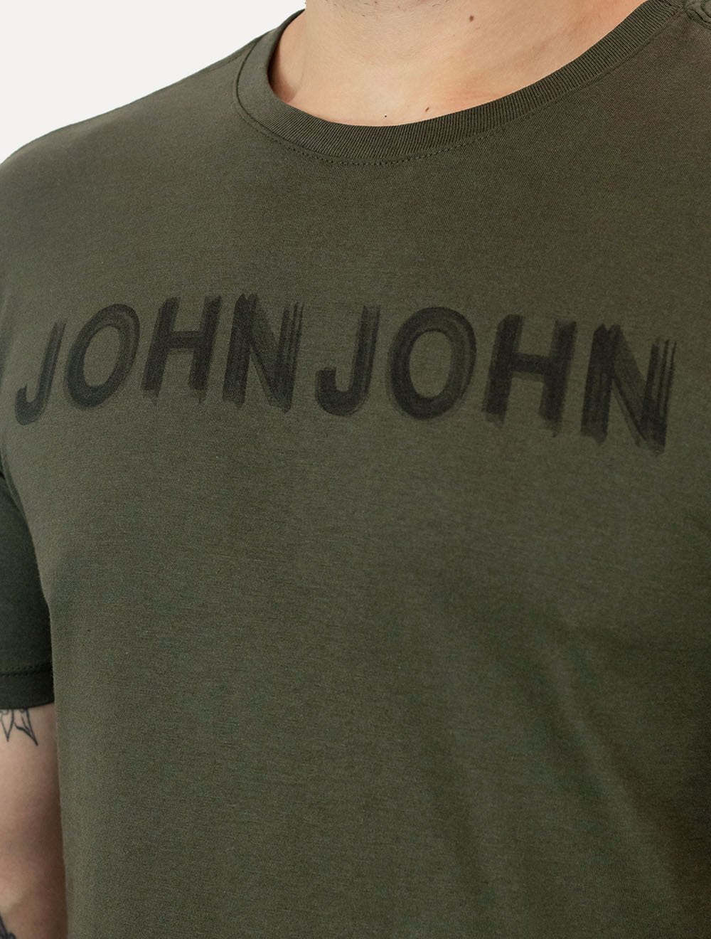 Camiseta John John Masculina Logo Brush Verde Escuro