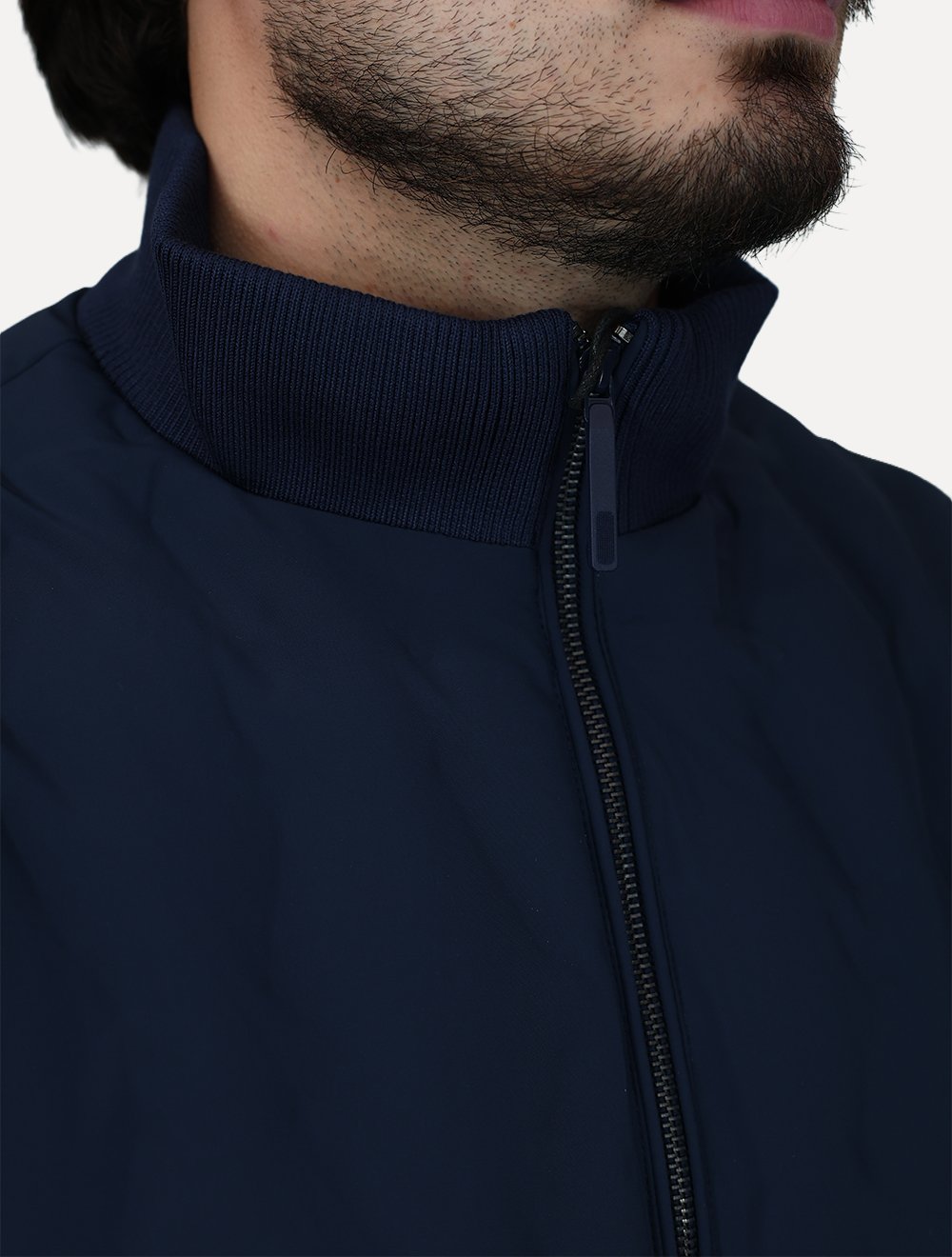 Jaqueta Dixen Masculina Nylon Manga Ribana Pocket Zip Azul Marinho