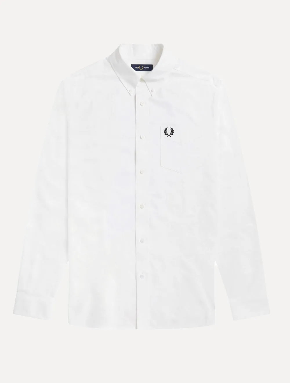 Camisa Fred Perry Masculina Oxford Pocket Black Logo Branca