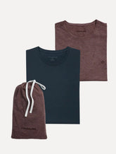 Kit Camisetas Dudalina Malha Vinho Listrado e Azul Marinho