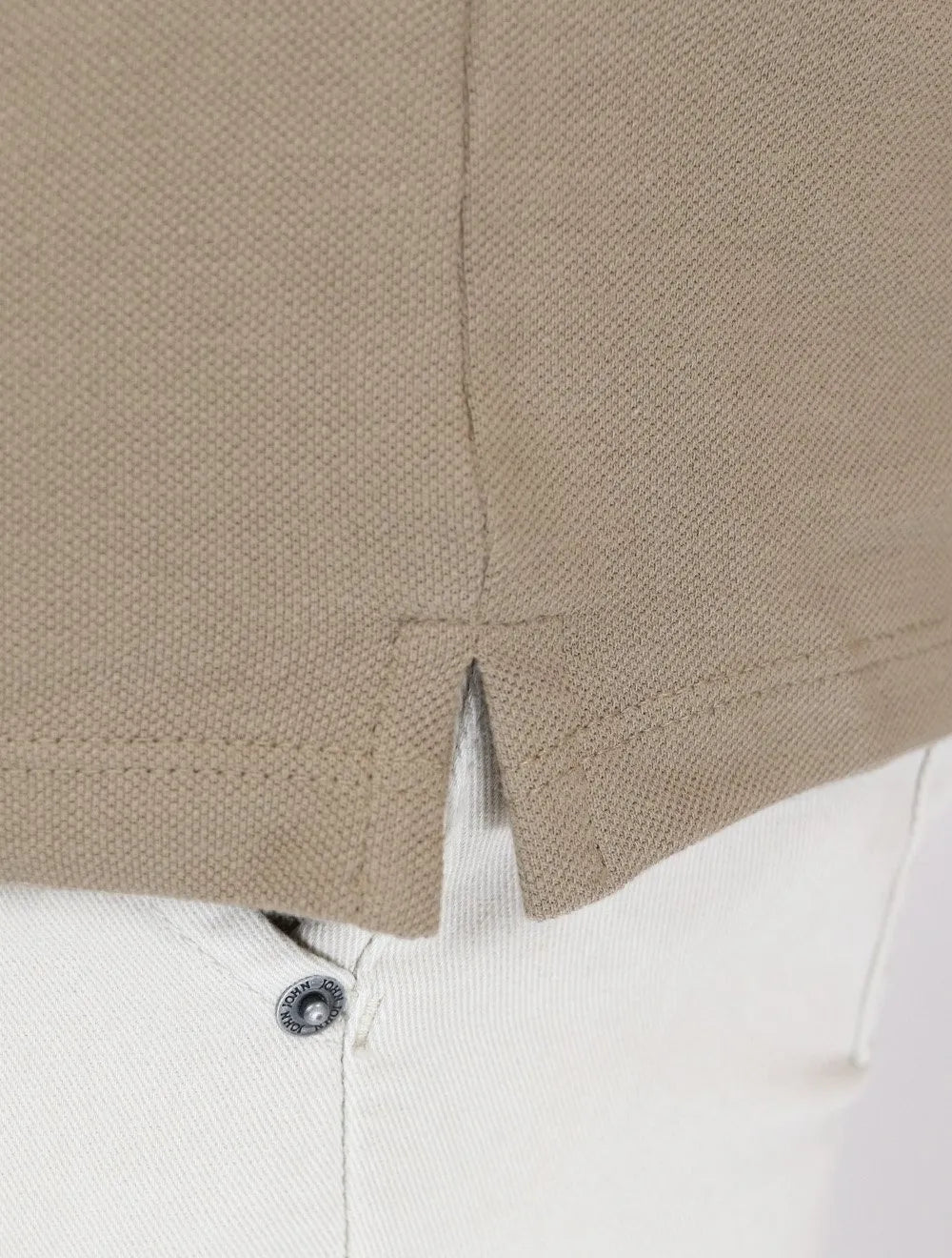 Polo Calvin Klein Masculina Piquet Slim Half Zip Cáqui Médio