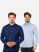 Kit Camisas Original Penguin | Masculina Regular Flanela e Oxford Azul Claro Mescla /Azul Marinho