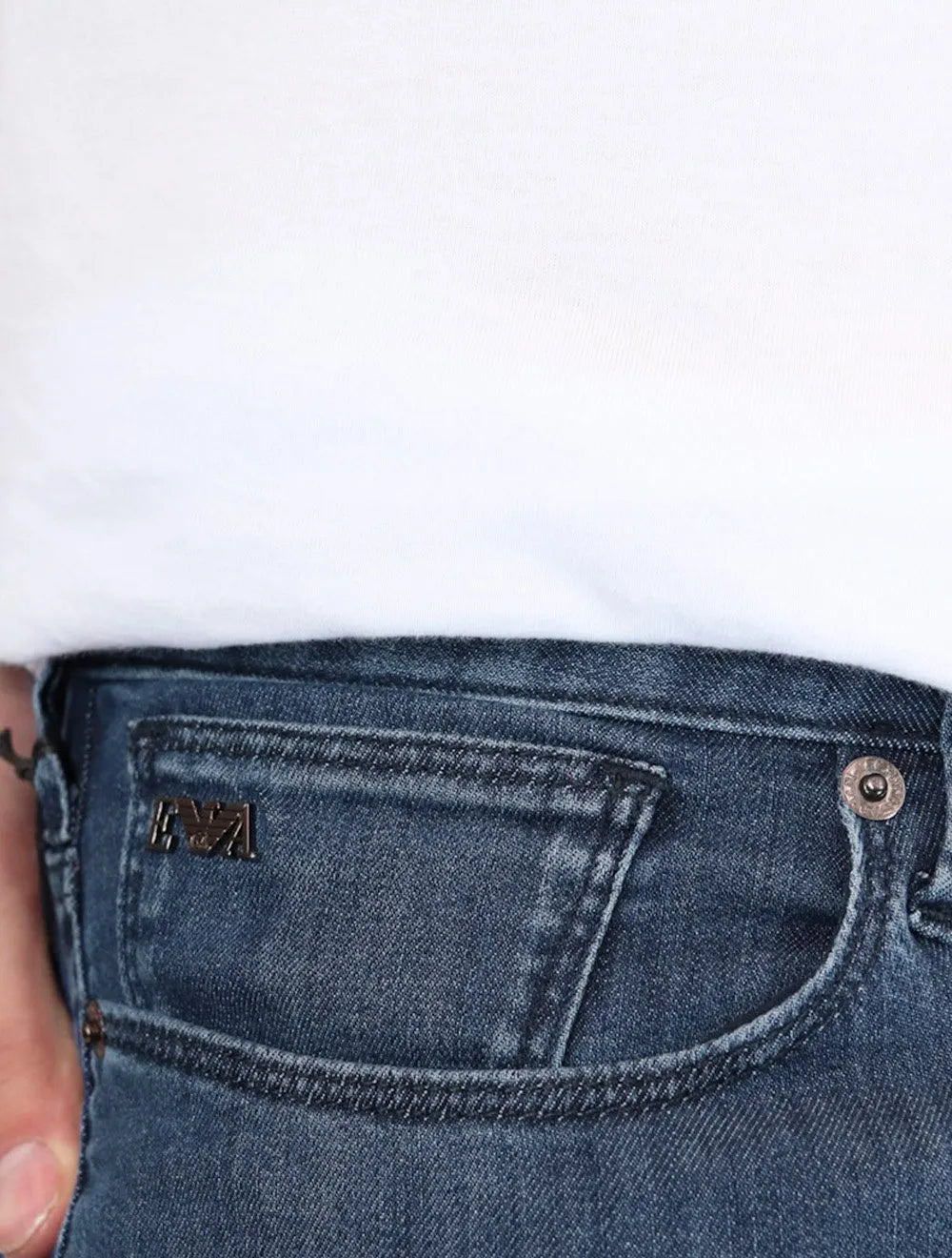 Calça Jeans Empório Armani Masculina J06 Slim Fit 5 Pockets Azul Índigo