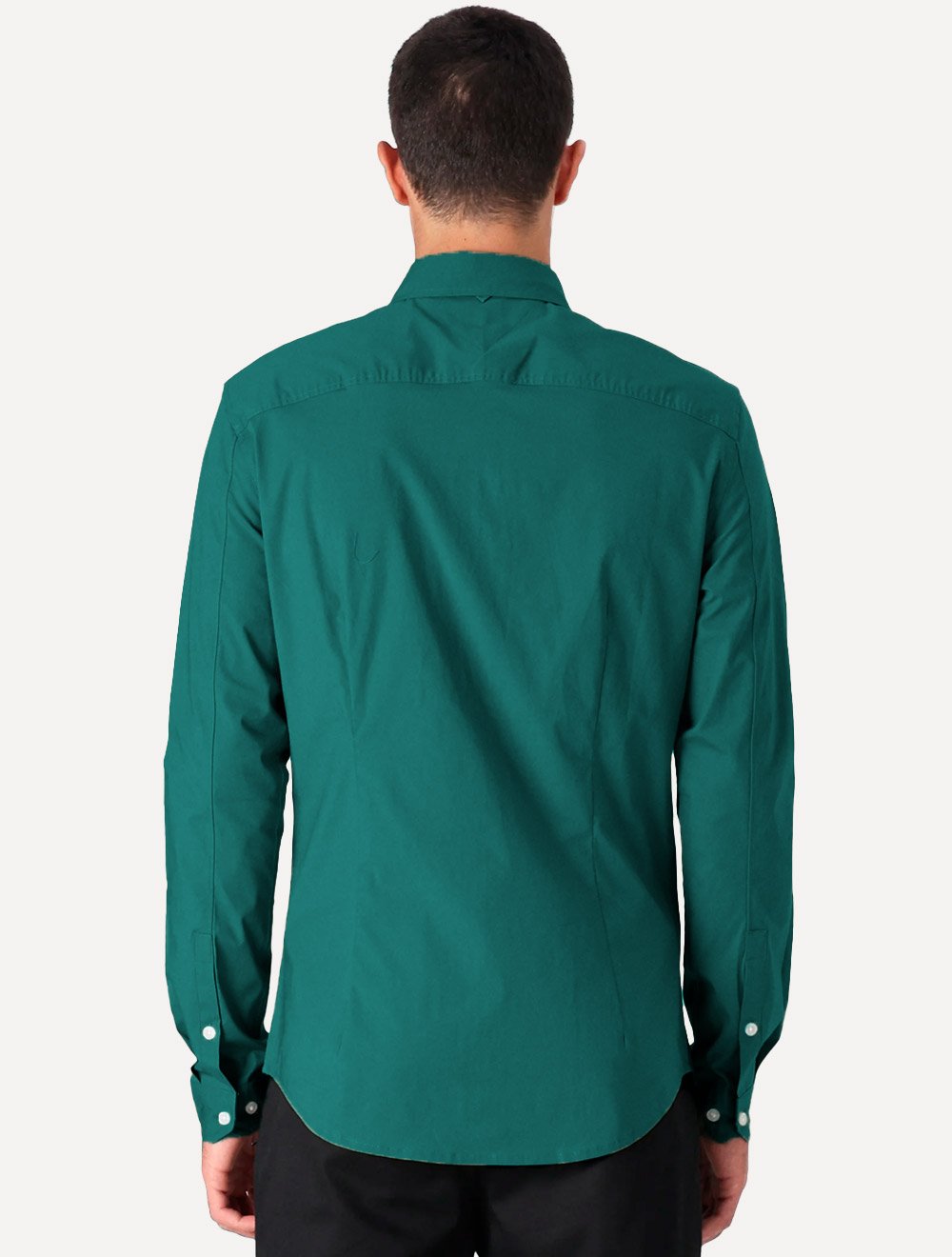 Camisa Tommy Jeans Masculina Slim Original Stretch Verde Escuro