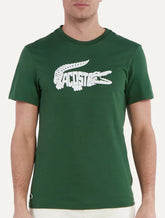Camiseta Lacoste Masculina Regular Sport Dry Print Logo Verde Escuro