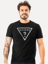Camiseta Guess Masculina Foil Logo Print Preta