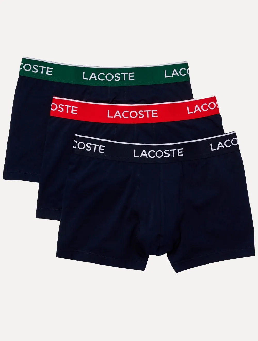 Cuecas Lacoste Boxer Casual Jersey Red Color Signature Azul Marinho Pack 3UN