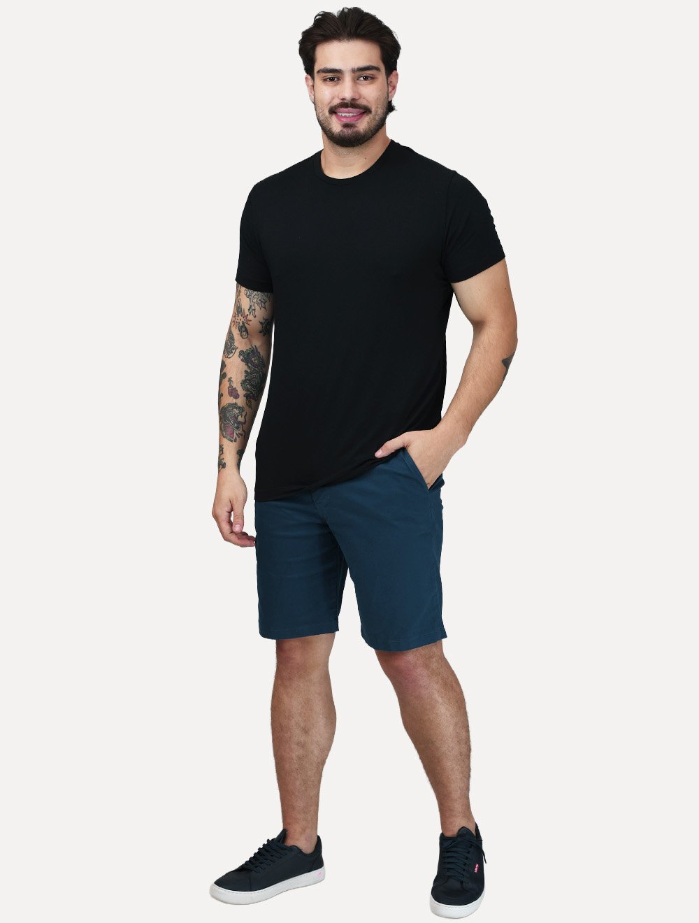 Bermuda Tommy Hilfiger Masculina de Sarja Stretch Azul Cobalto