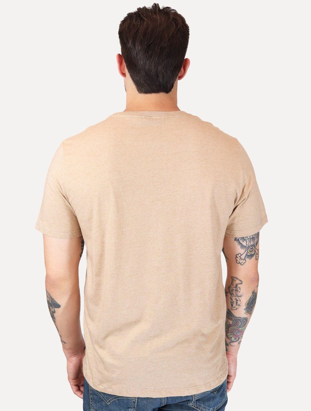 Camiseta Dudalina Masculina Cotton Regular Caqui Claro Mescla