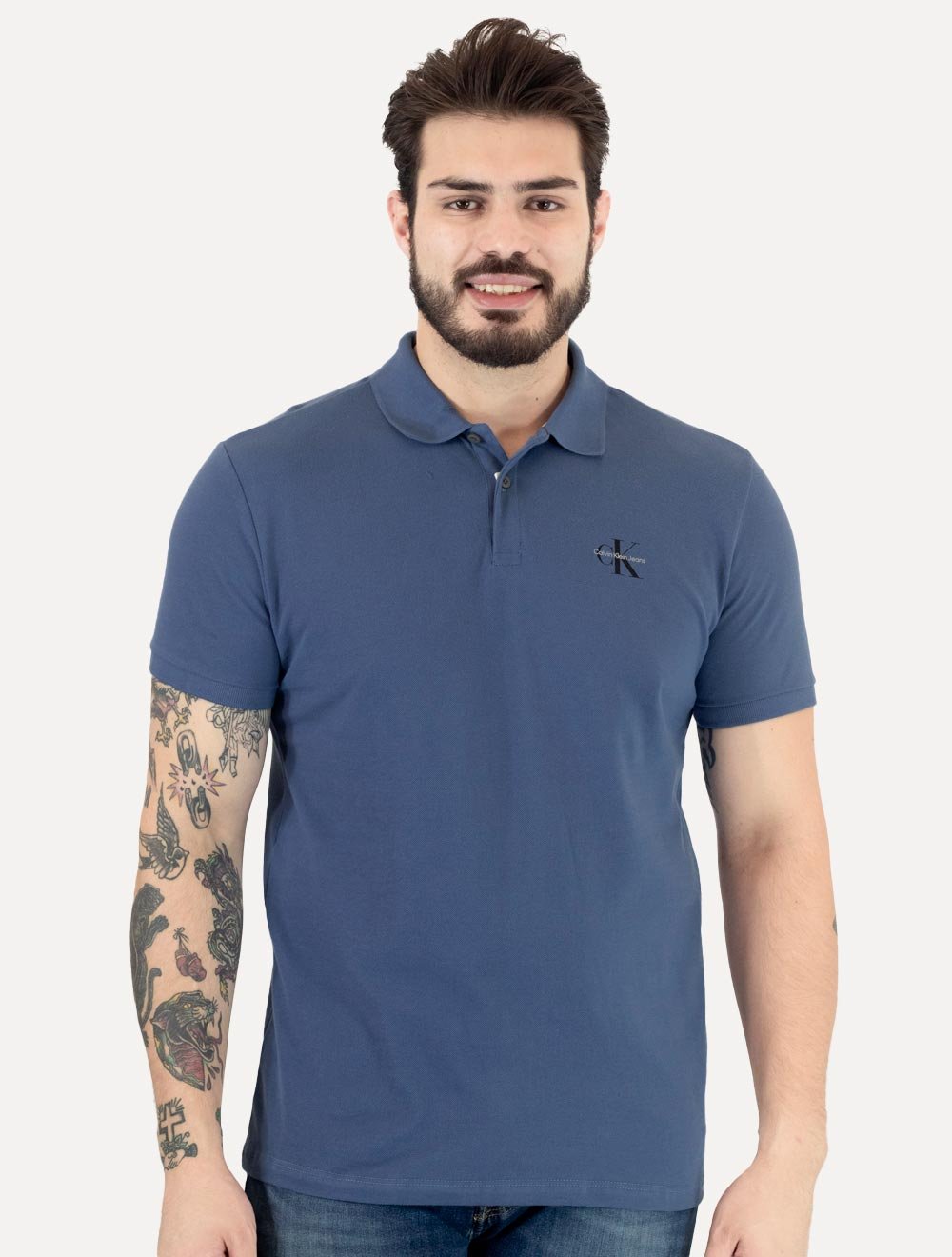 Polo Calvin Klein Jeans Masculina Piquet Regular Fit Re Issue Indigo