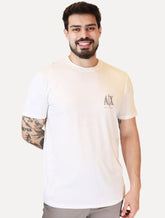 Camiseta Armani Exchange Masculina Embroidery AX Grey Logo Off-White