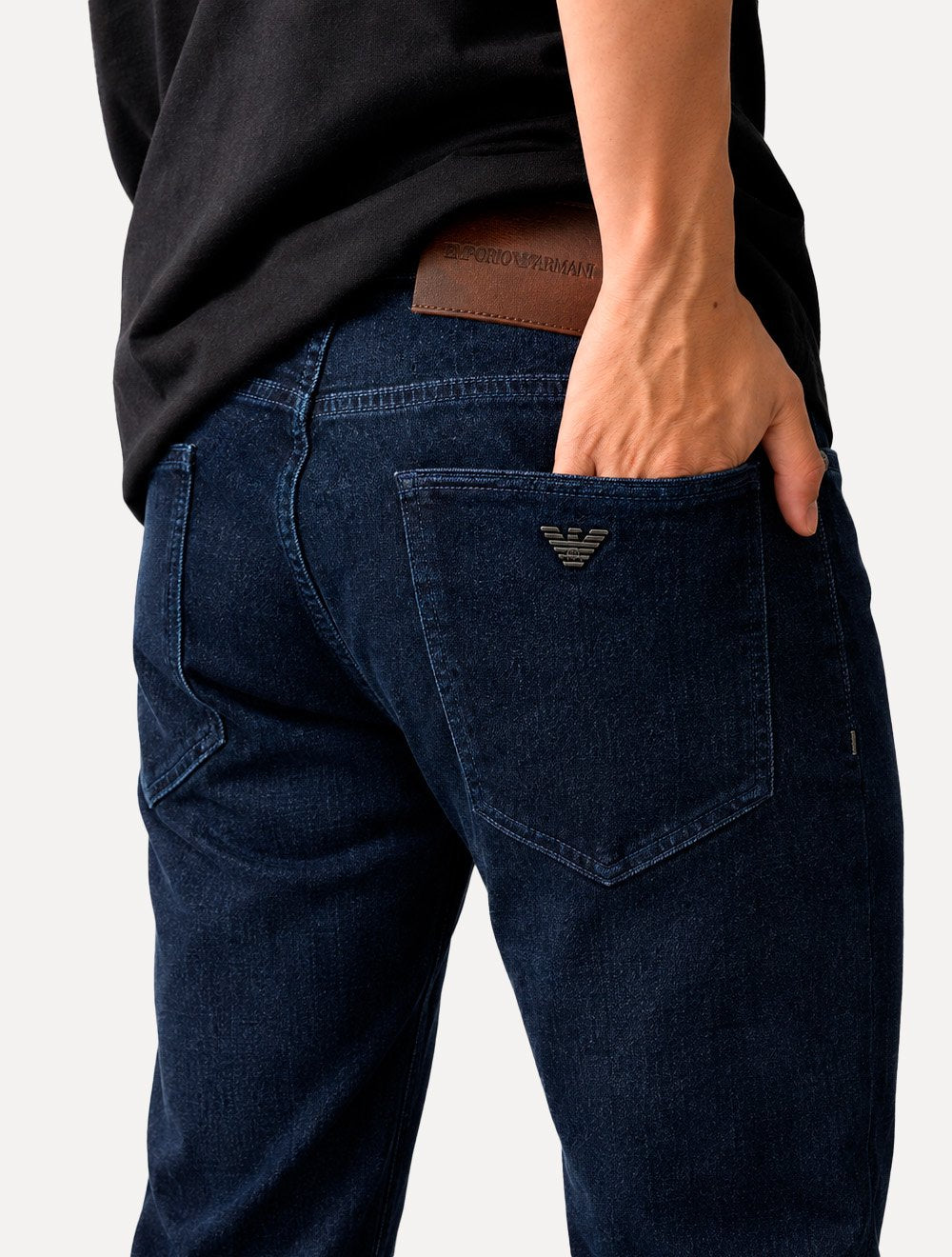 Calça Jeans Empório Armani Masculina J06 Slim Fit Low Waist Azul Escuro