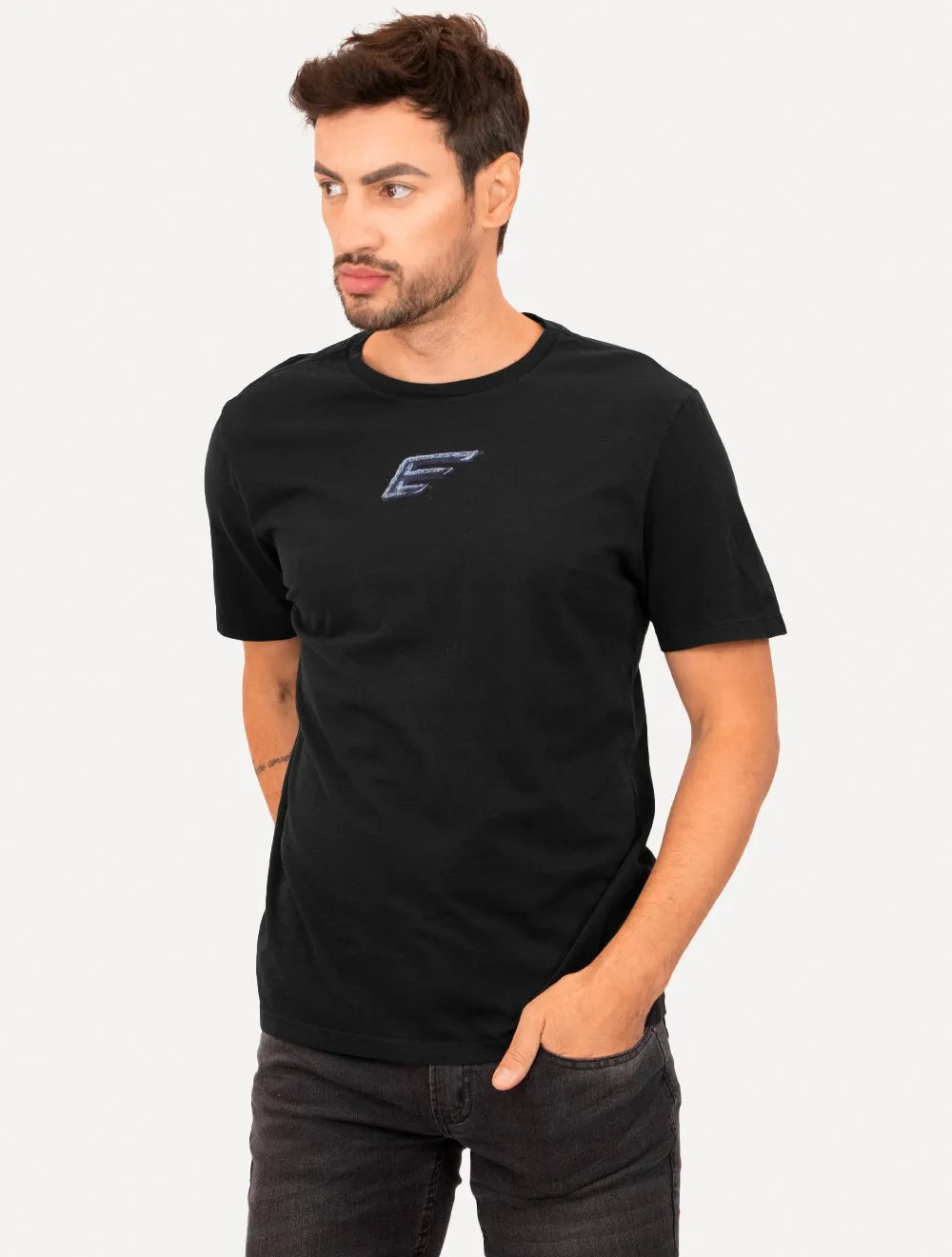 Camiseta Ellus Masculina Cotton Fine Easa Paint Preta