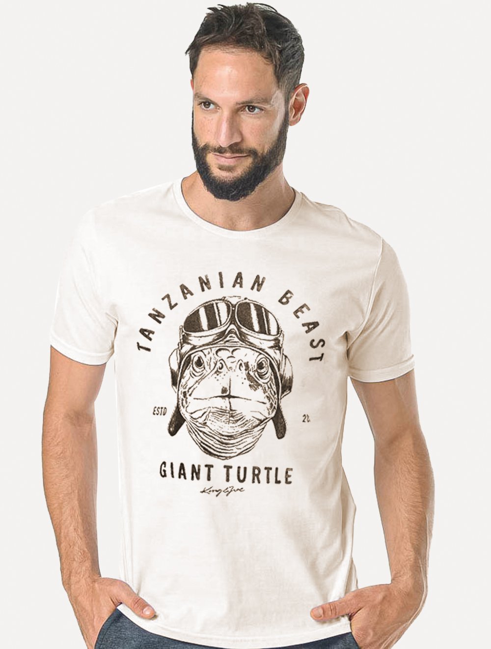 Camiseta King & Joe Masculina Slim Tanzanian Beach Off-White