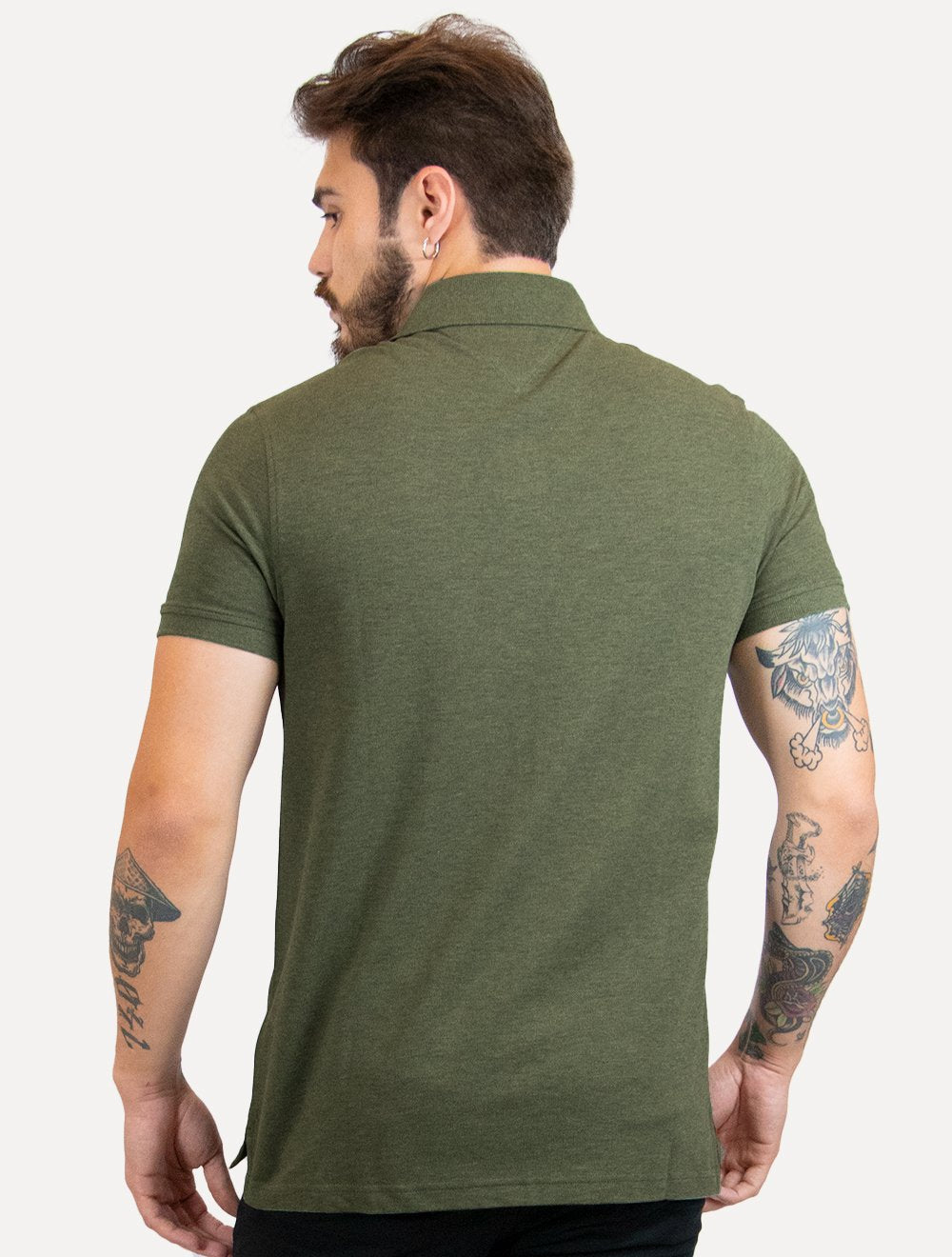 Polo Tommy Hilfiger Masculina Regular Piquet 1985 Verde Oliva