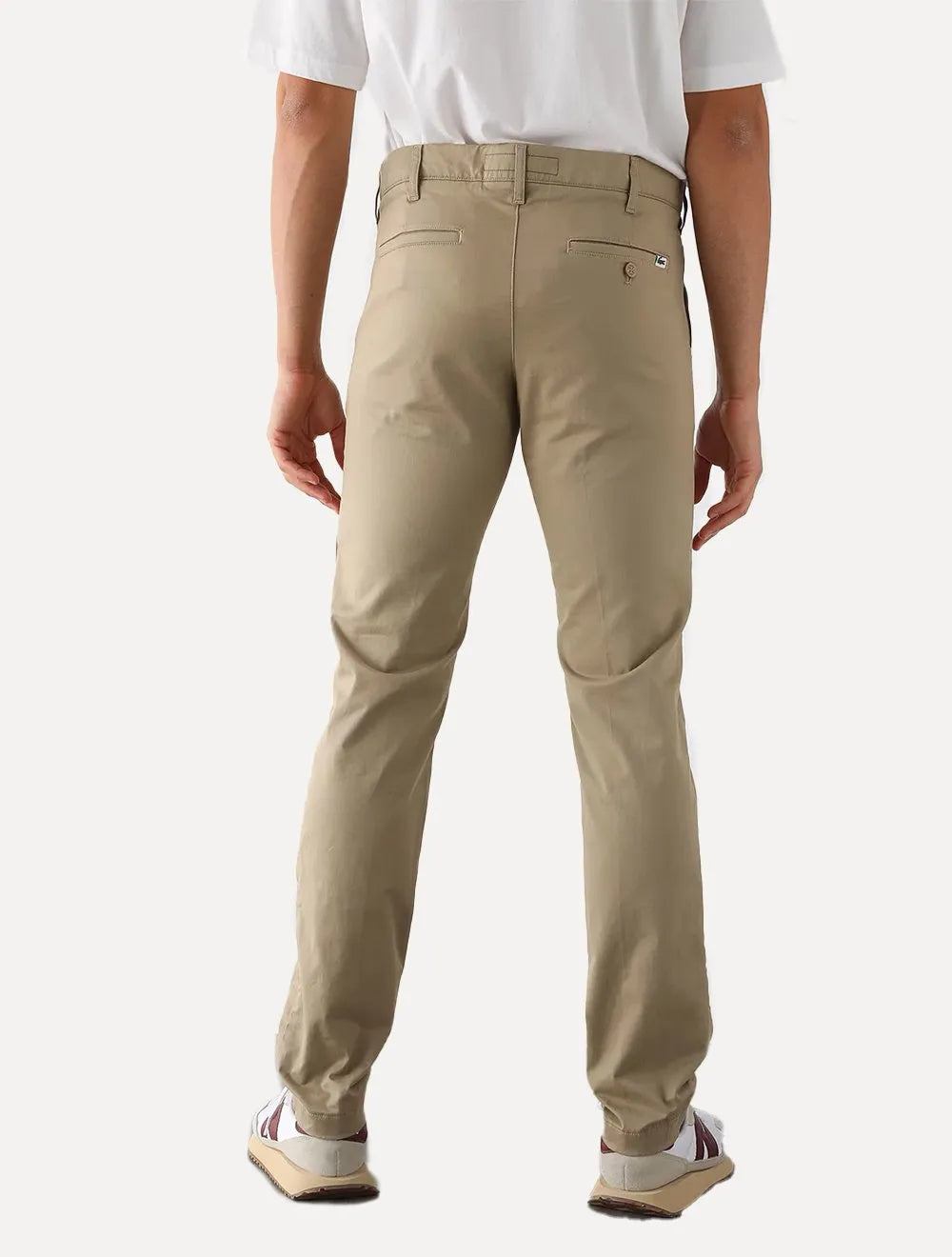 Calça Lacoste Masculina Sarja Chino Slim Fit New Classic Caqui Médio