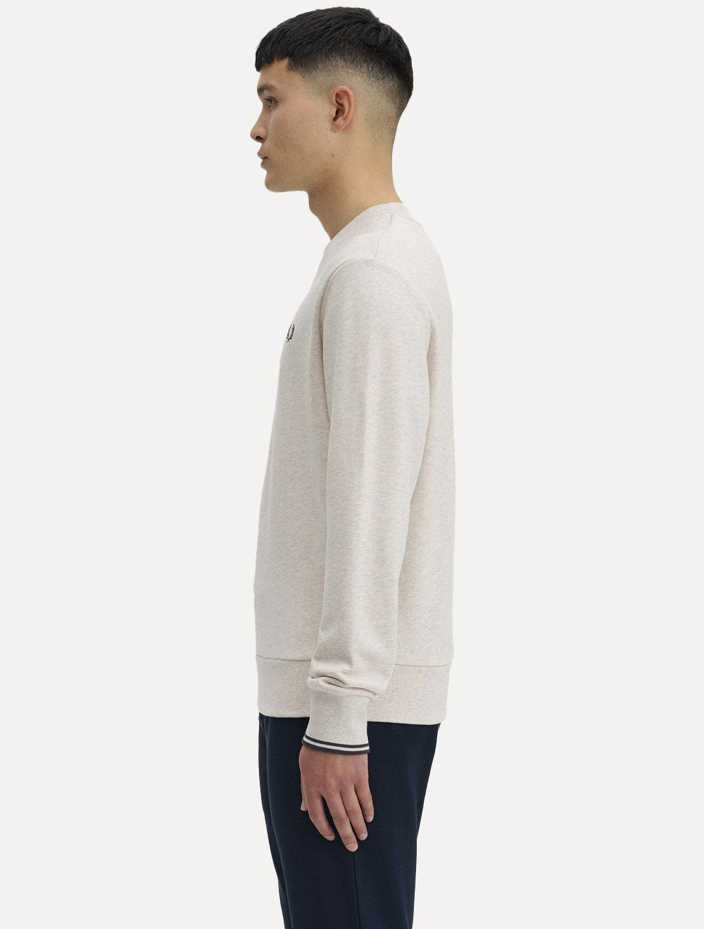 Moletom Fred Perry Masculino Crewneck Laurel Off-White Mescla