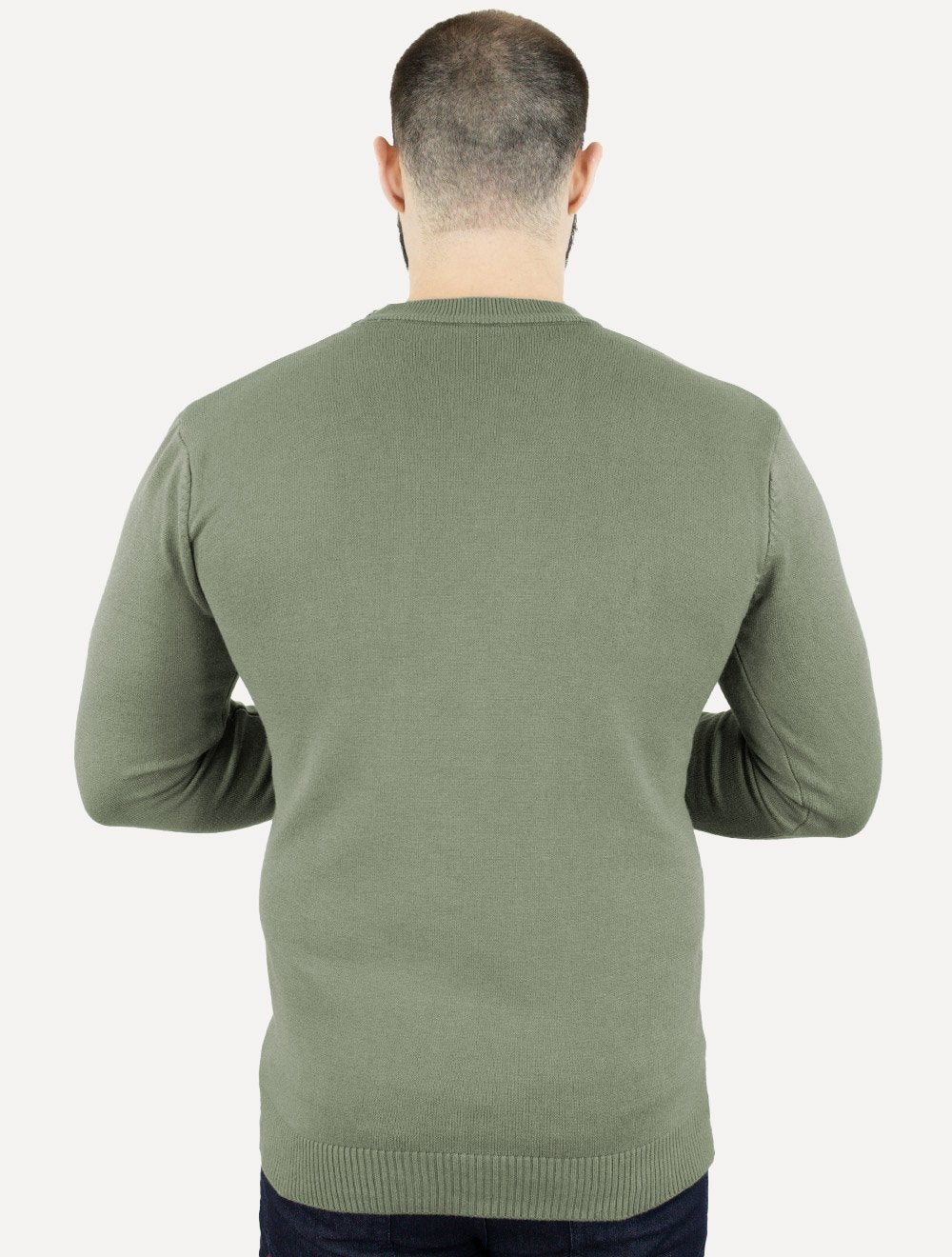 Suéter Masculino Crewneck Tricot Liso Verde