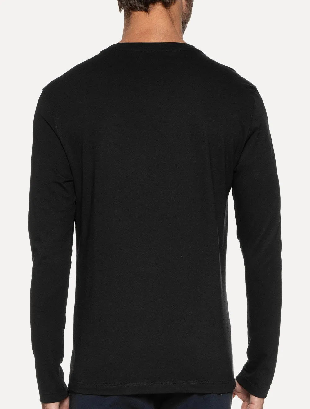 Camiseta Aramis Masculina Manga Longa Basica Logo Preta
