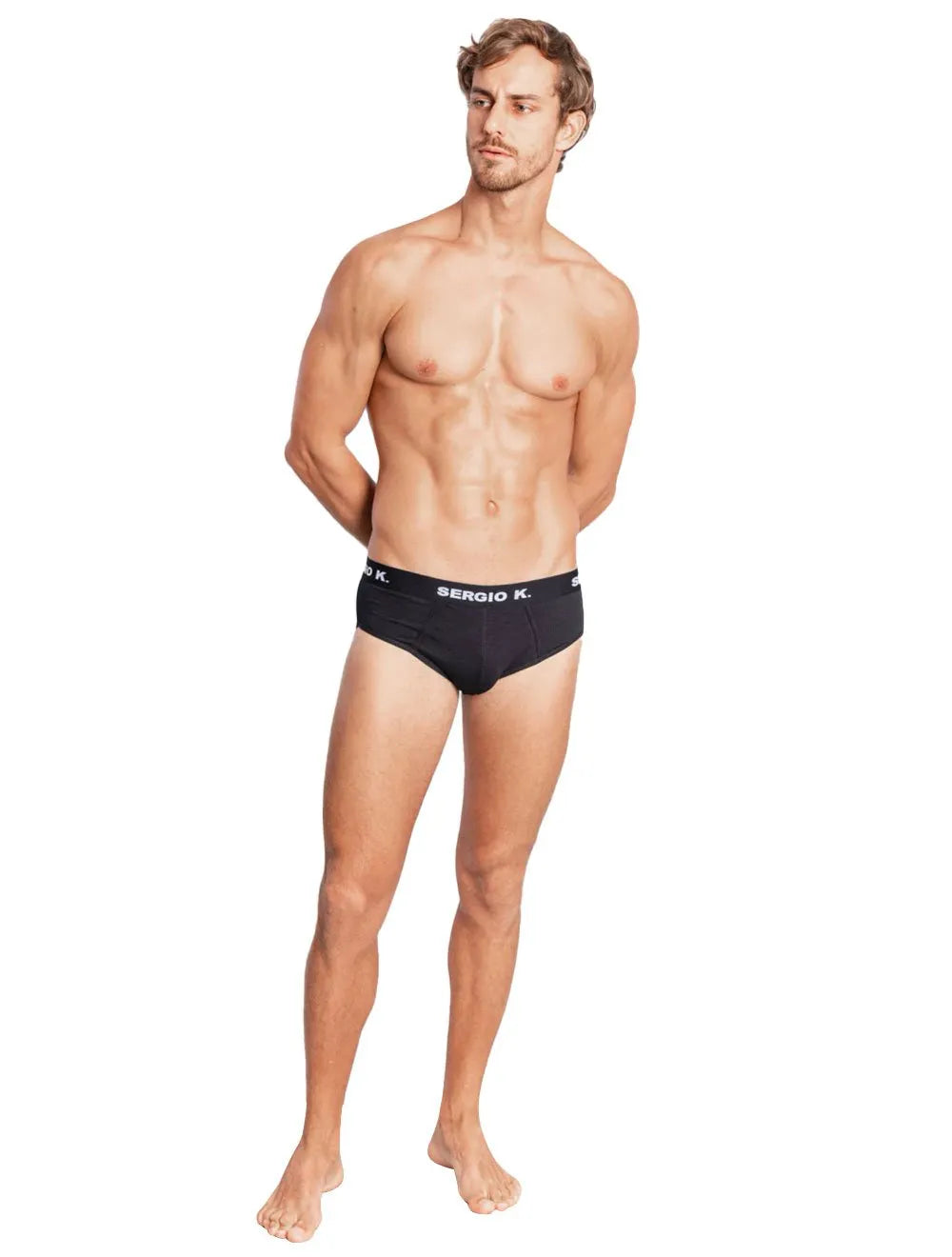 Cueca Sergio K Slip Preta Pack 2UN