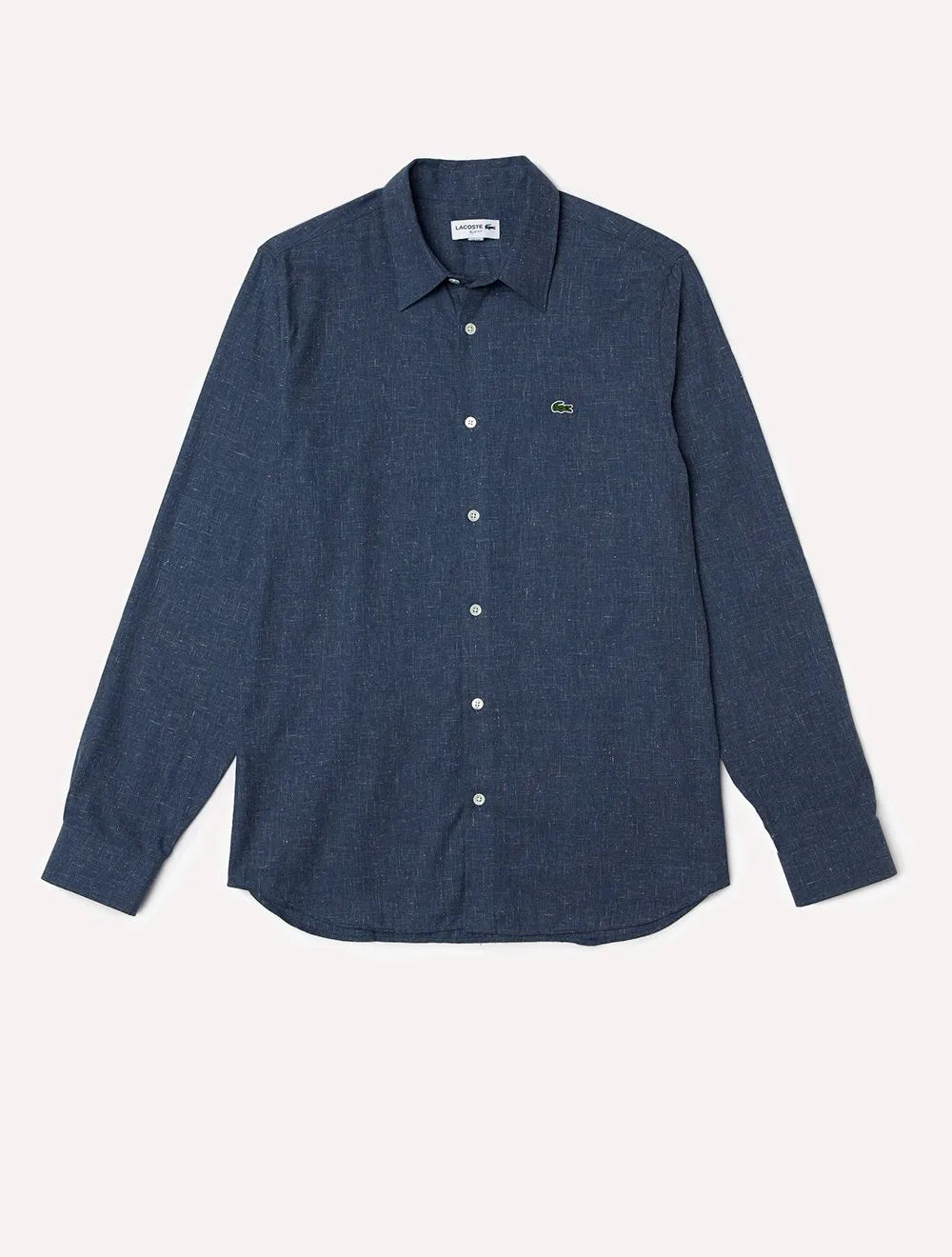 Camisa Lacoste Masculina Slim Fit Cotton Chambray Azul Escuro Mescla