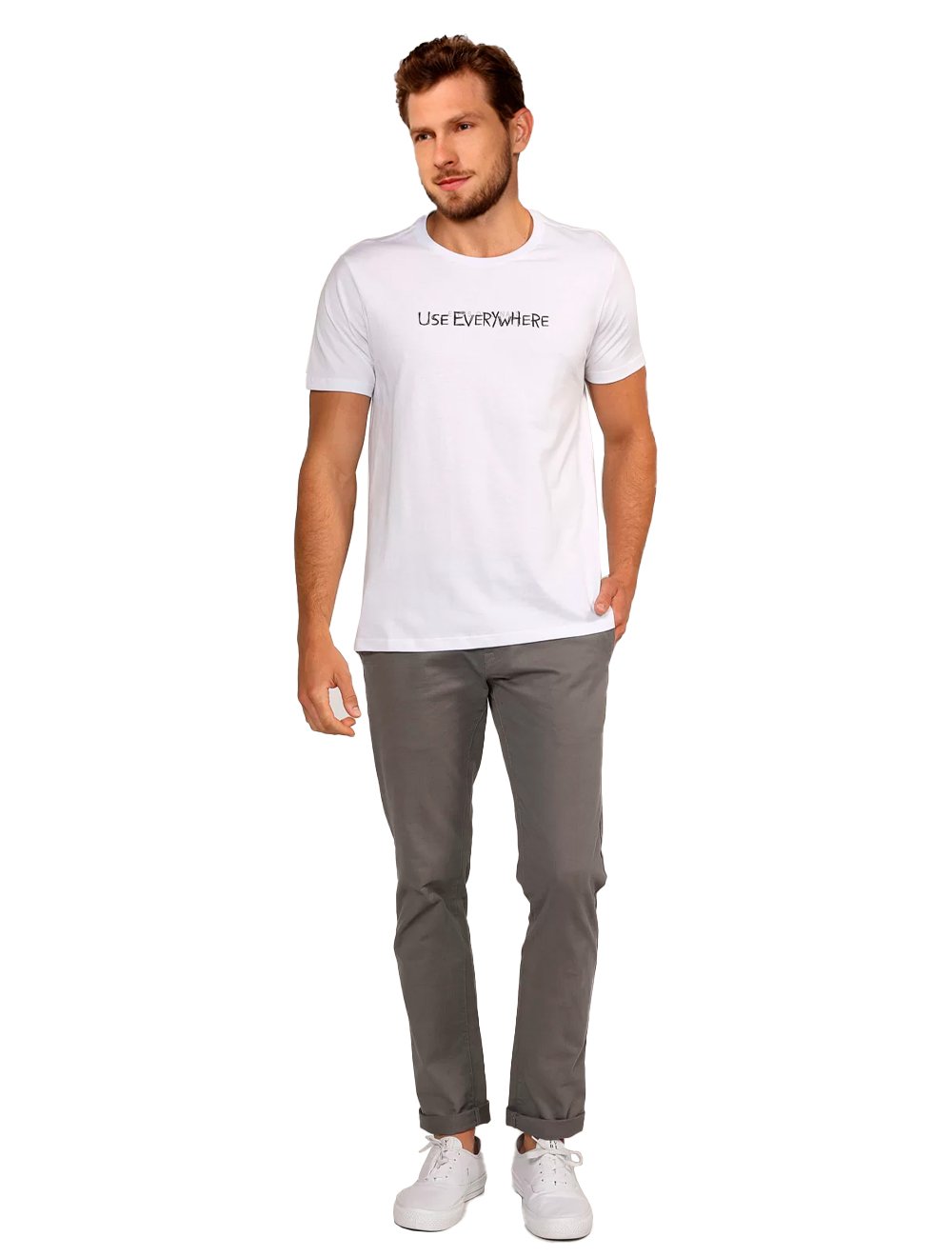 Camiseta Ellus Masculina Cotton Fine Use Everywhere Foil Branca