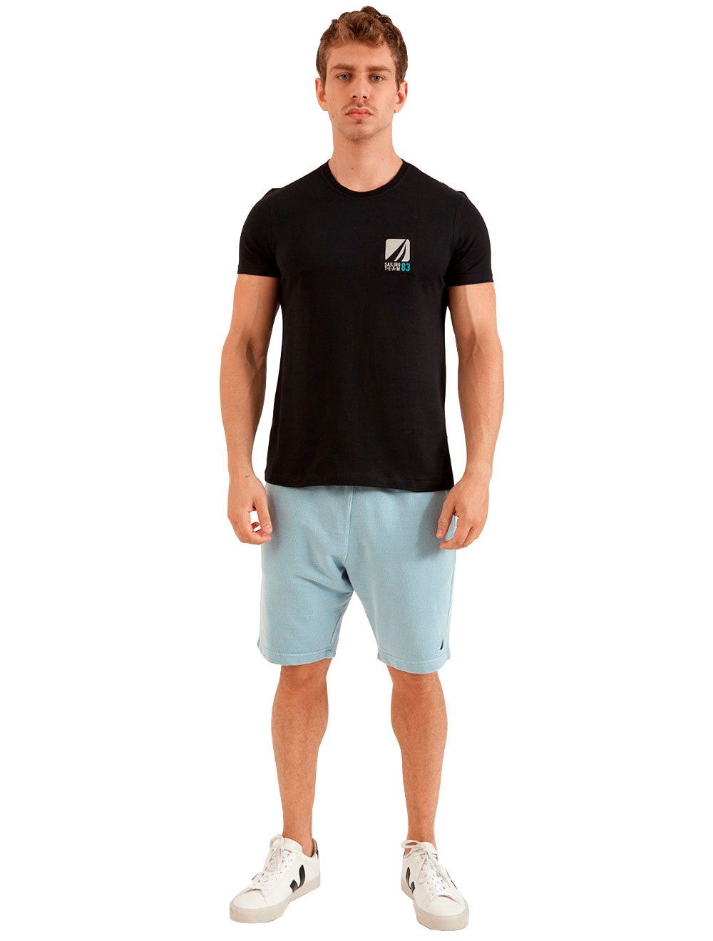 Bermuda Nautica Masculina Moletom Dark Sail Boat Azul Médio