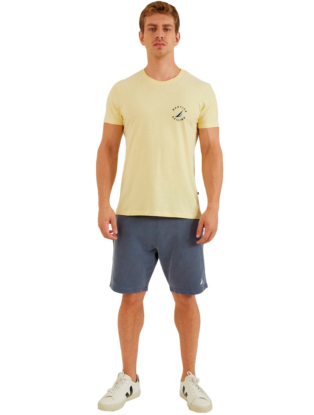 Bermuda Nautica Masculina Moletom Dark Sail Boat Azul Escuro