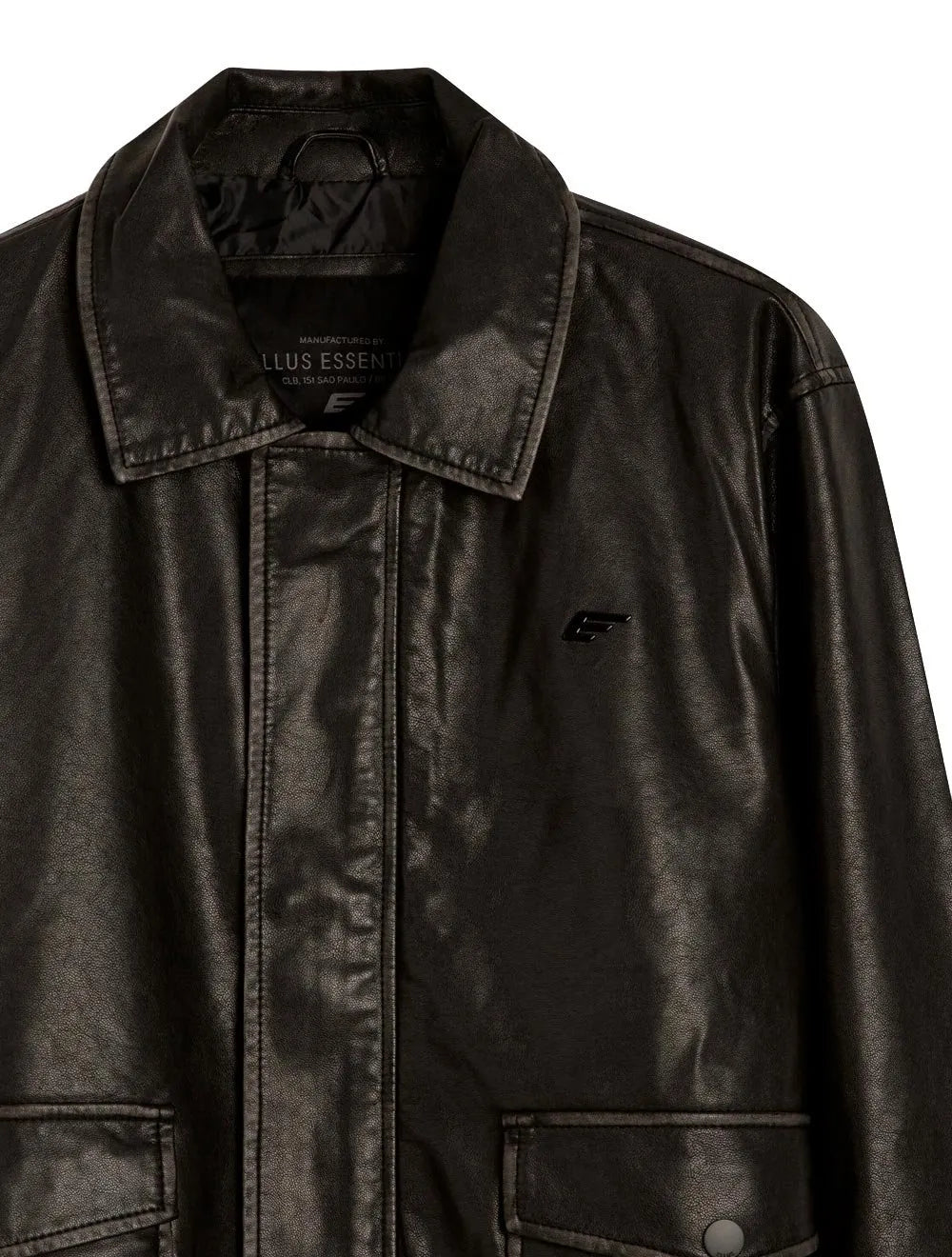 Jaqueta Ellus Masculina PU Leather Washed New Aviator Marrom Café