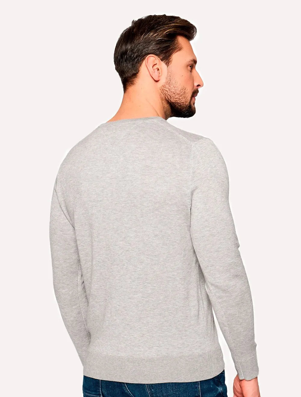 Suéter Tommy Hilfiger Masculino Signature V-Neck Cinza Mescla