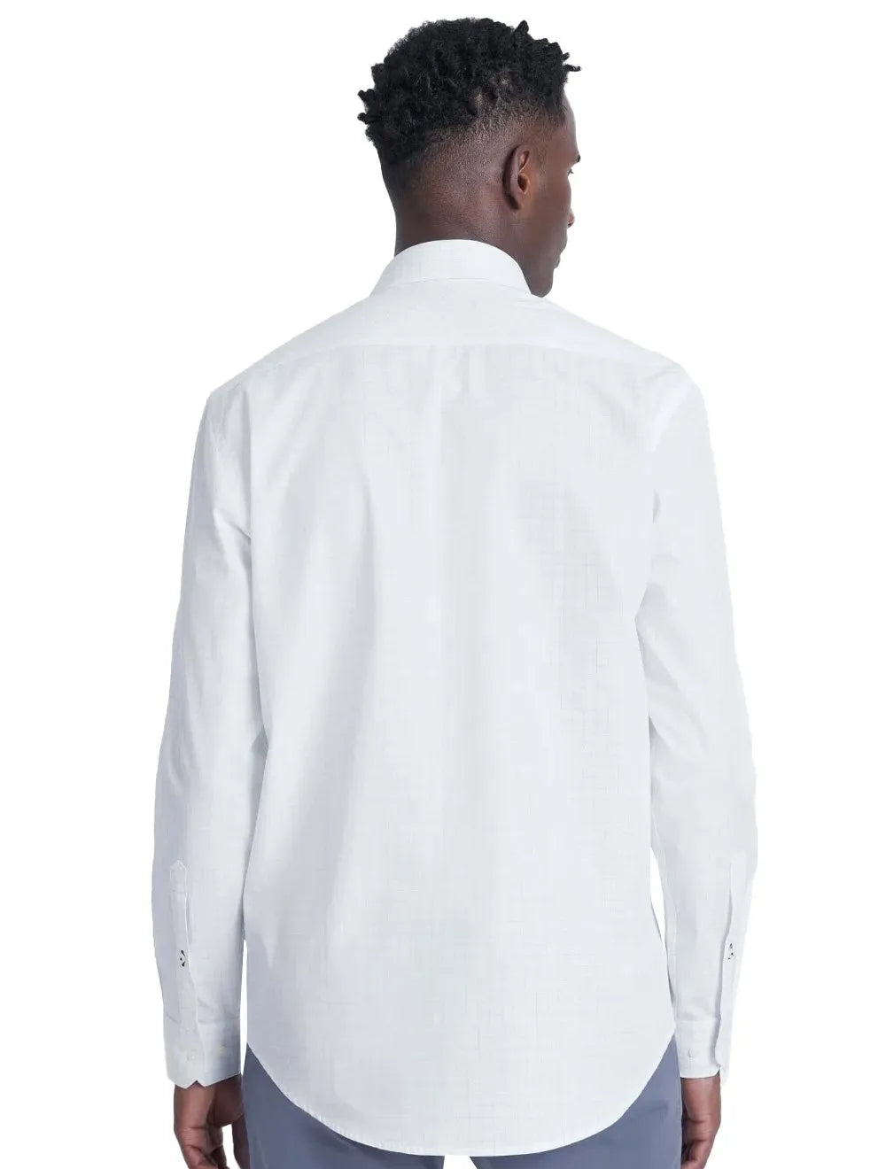 Camisa Aramis Masculina Regular Tricoline Xadrez Azul/Branca