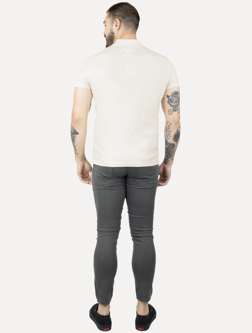Polo Tommy Hilfiger Masculina Mercerised Jacquard Off White