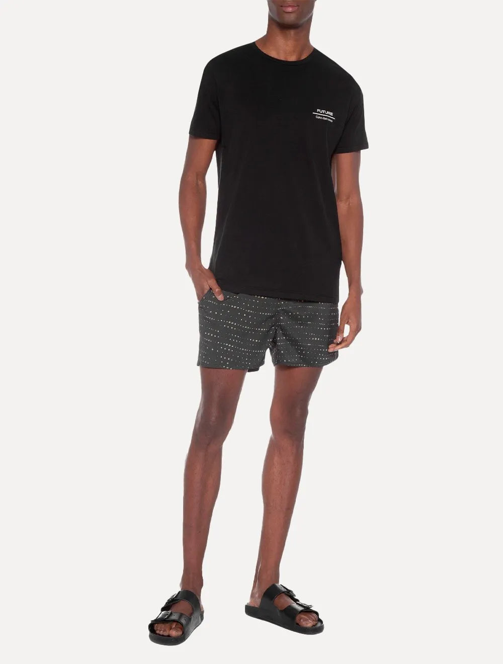 Short Calvin Klein Swimwear Masculino D'Água Wave Dots Chumbo