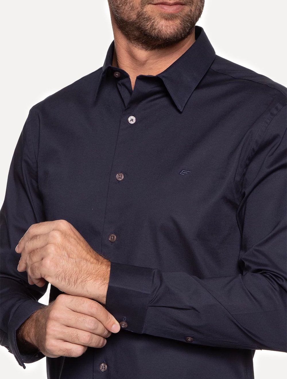 Camisa Ellus Masculina Tricoline Slim New Irish Azul Marinho