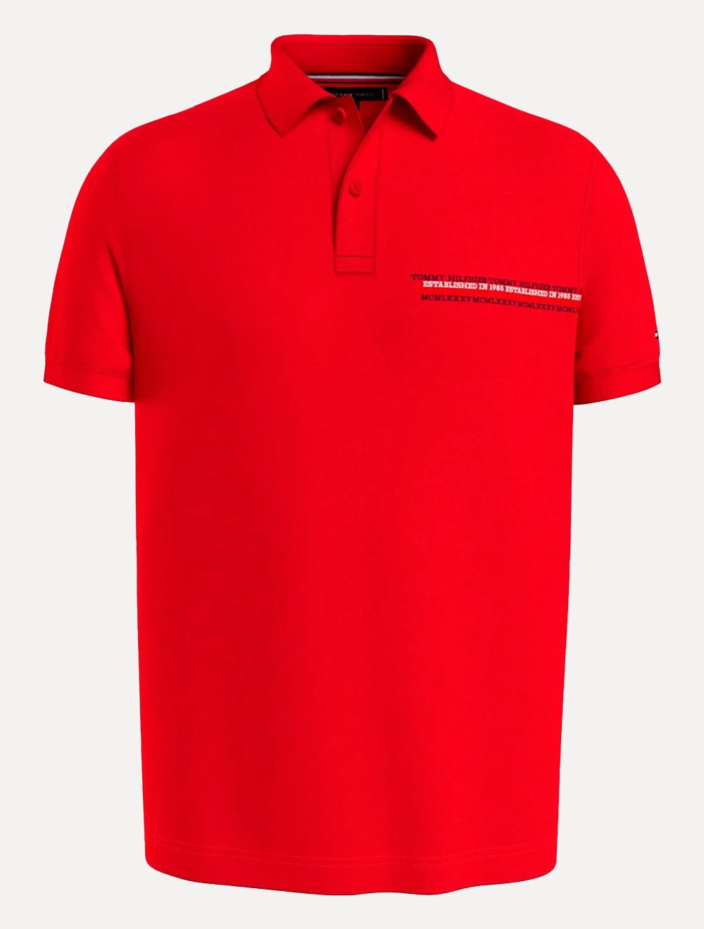 Polo Tommy Hilfiger Masculina Piquet Small Chest Stripe Vermelho Escarlate