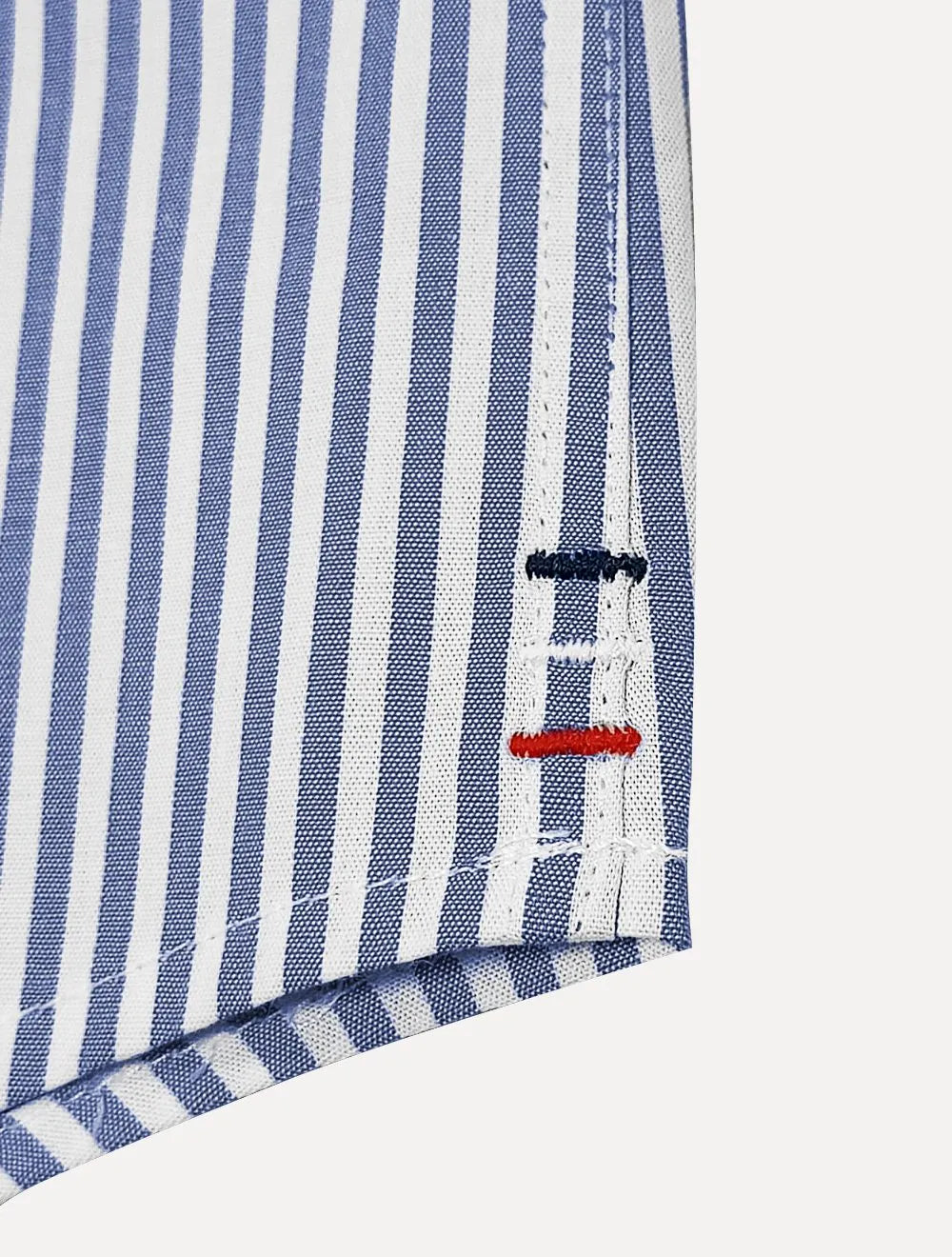 Camisa Tommy Hilfiger Masculina Regular Striped Poplin Azul Médio