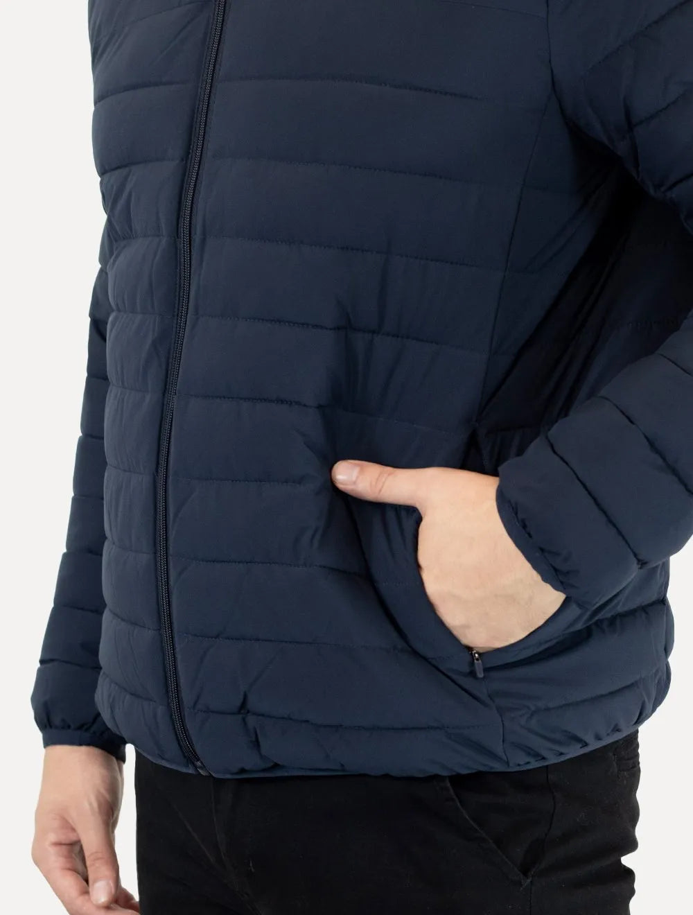 Jaqueta Calvin Klein Masculina Hoodie Matelassê Sherpa Azul Marinho