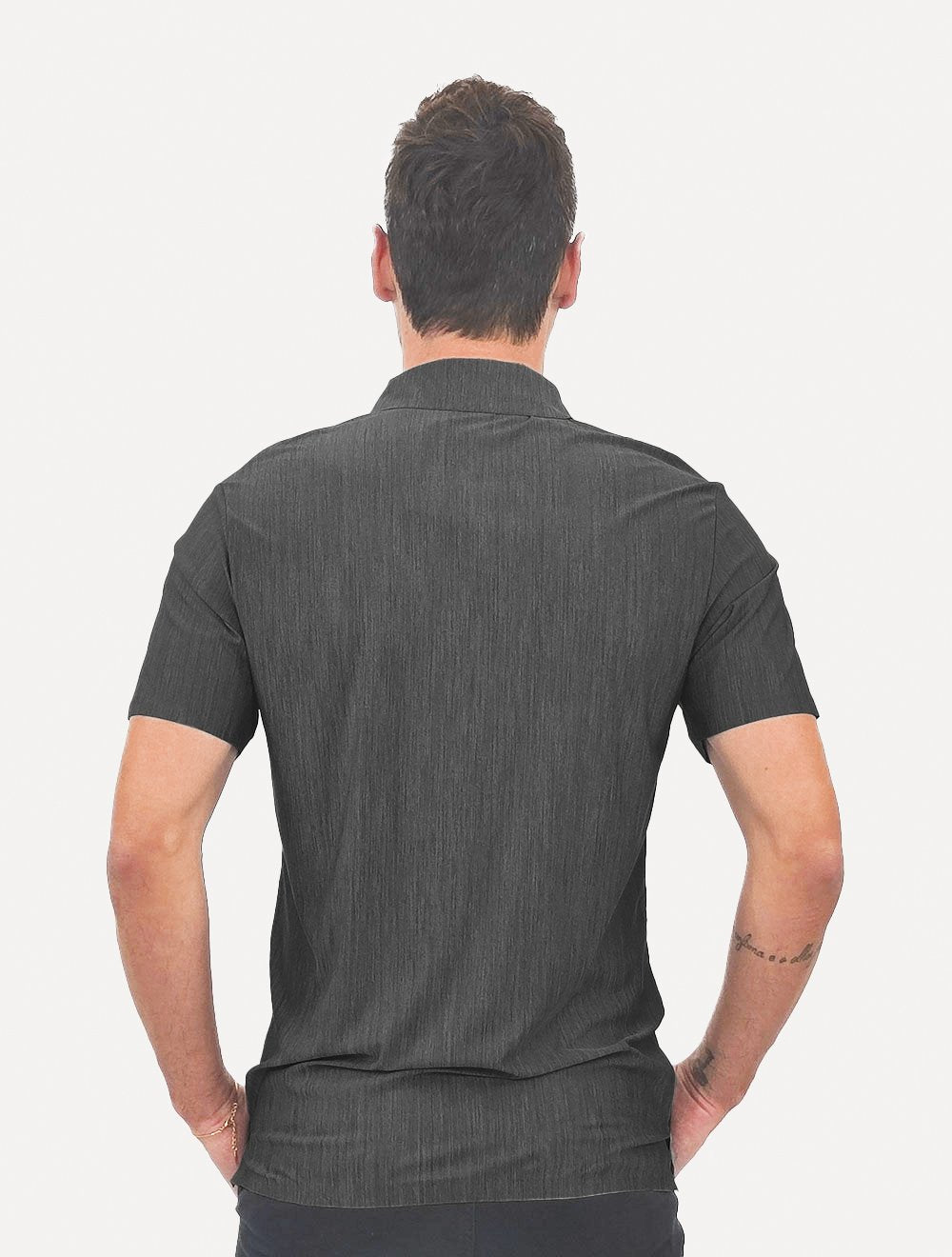 Polo Pacific Blue Masculina Basic Melange Grafite Mescla