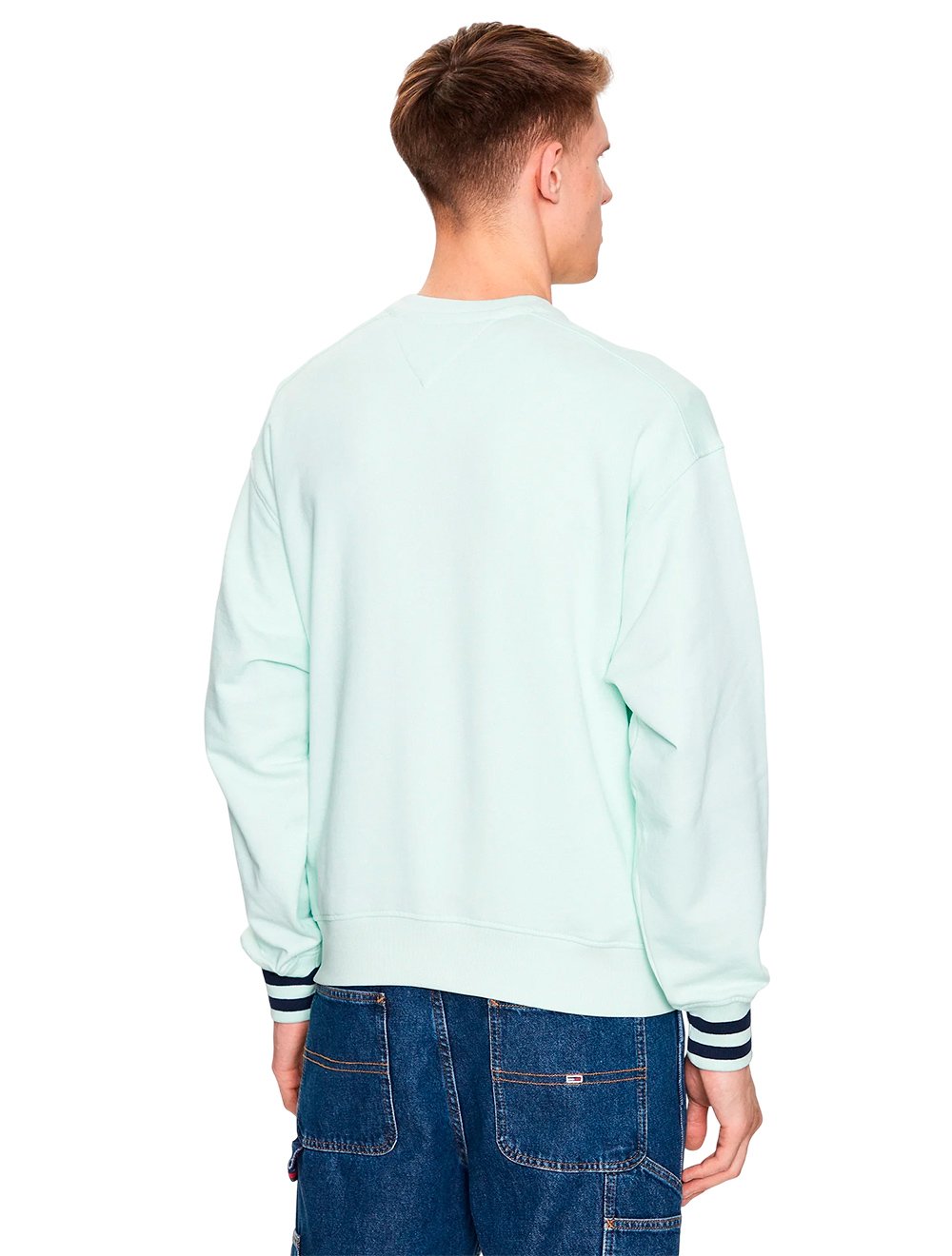 Moletom Tommy Jeans Masculino Crewneck Boxy Arched Logo Verde Claro
