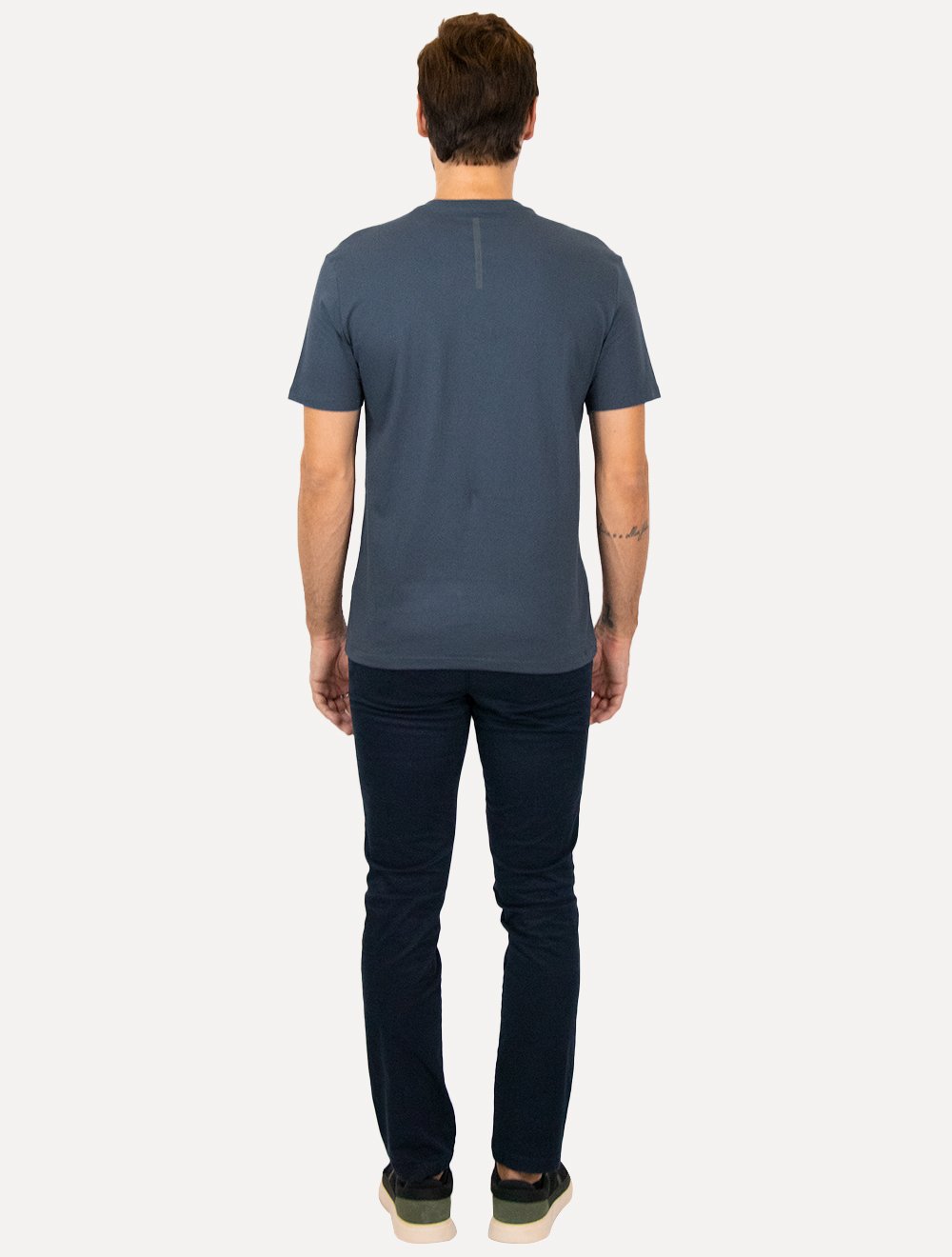 Camiseta Calvin Klein Swimwear Masculina V-Neck Slim Fit Logo Azul Marinho