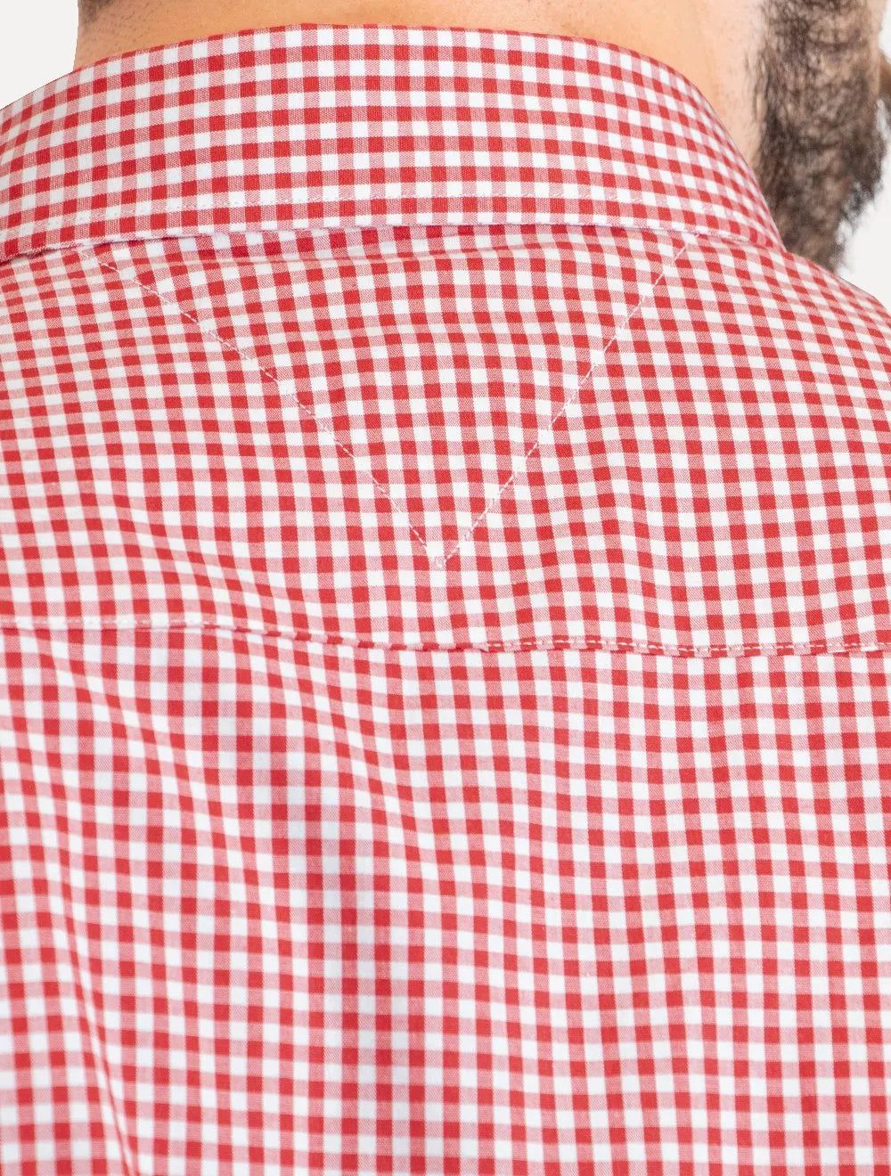 Camisa Tommy Hilfiger Masculina Xadrez Gingham Branca/Vermelha
