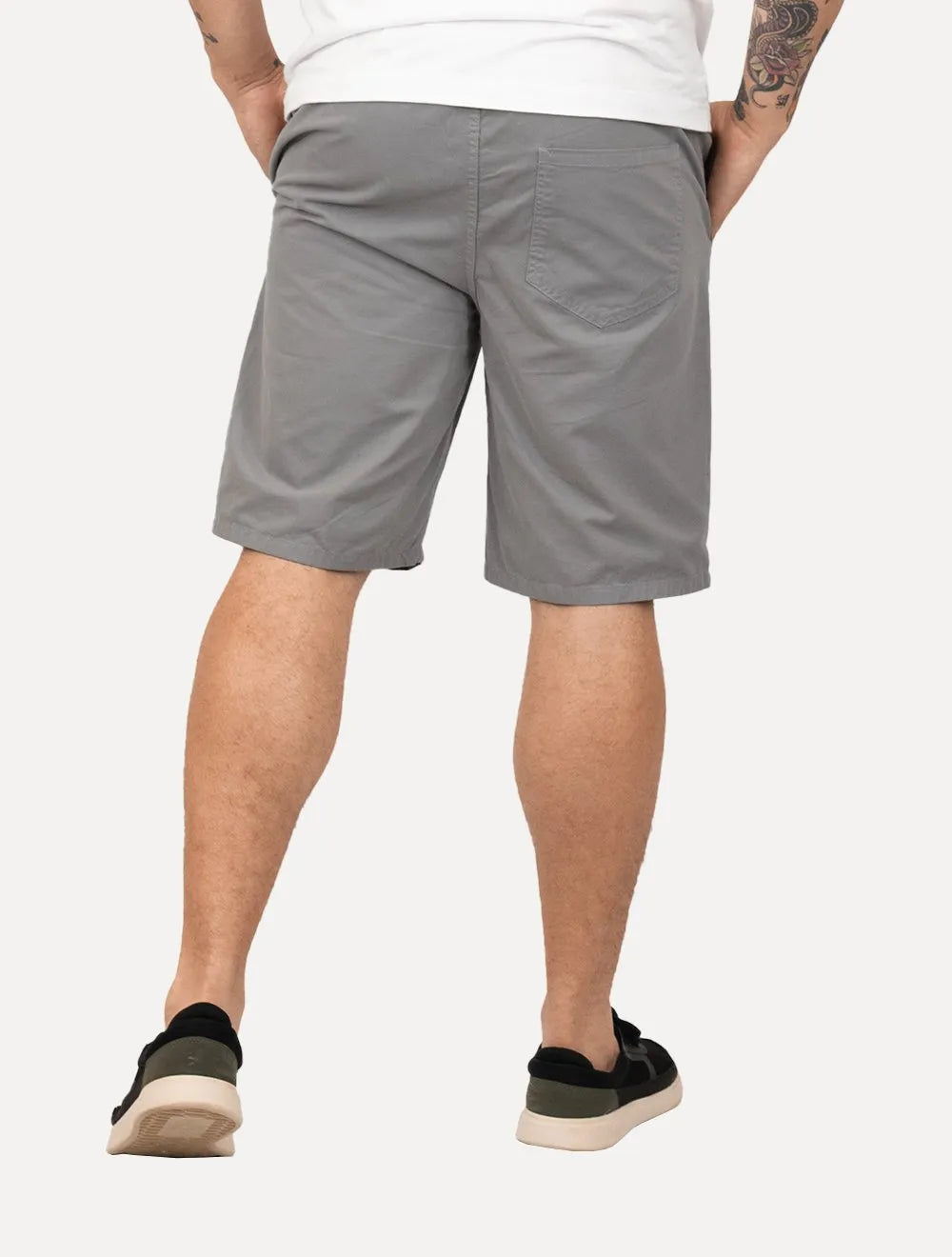 Bermuda Dudalina Masculina Sarja Elástico Algodão Cinza