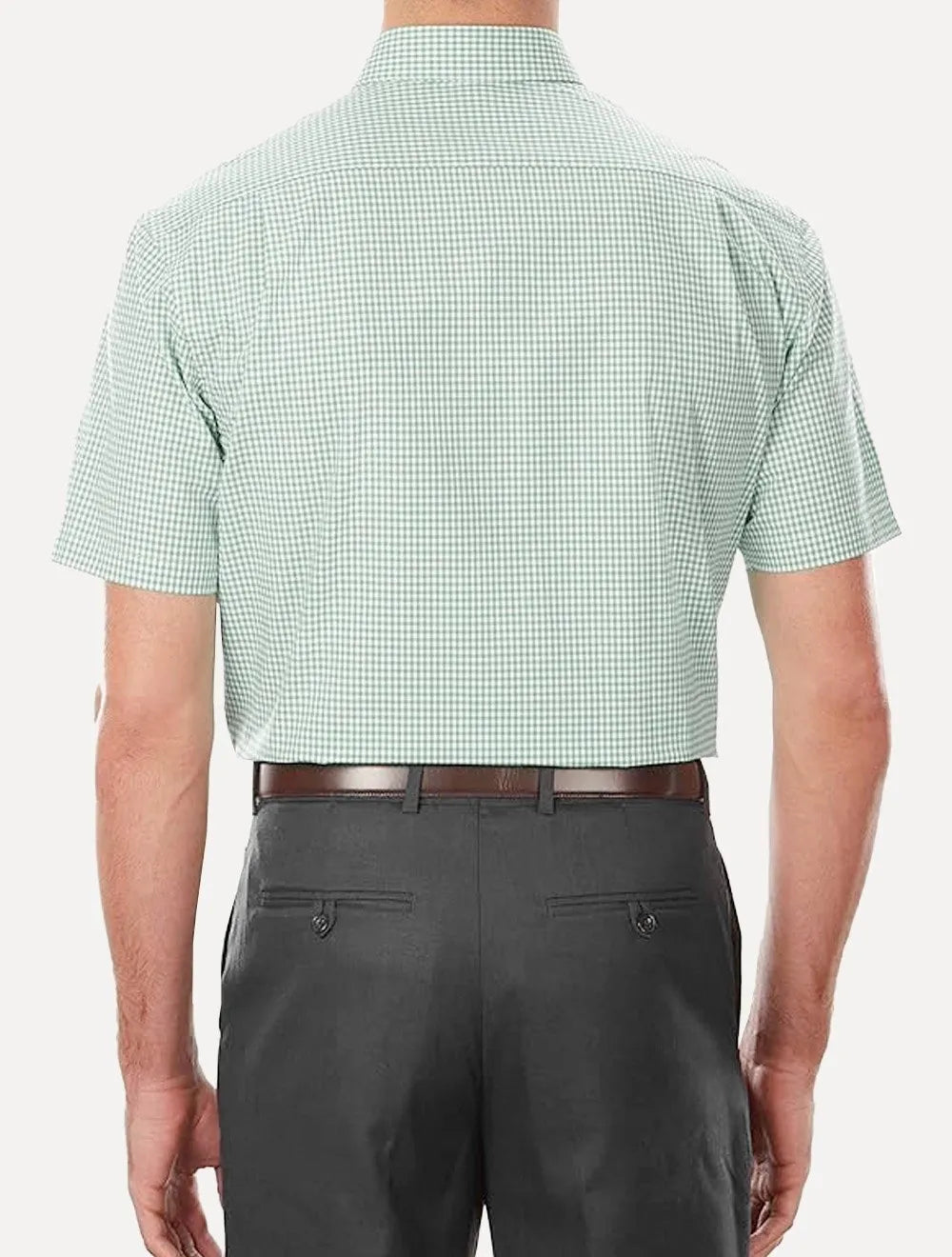 Camisa Tommy Hilfiger Masculina Manga Curta Xadrez Gingham Branca/Verde Claro