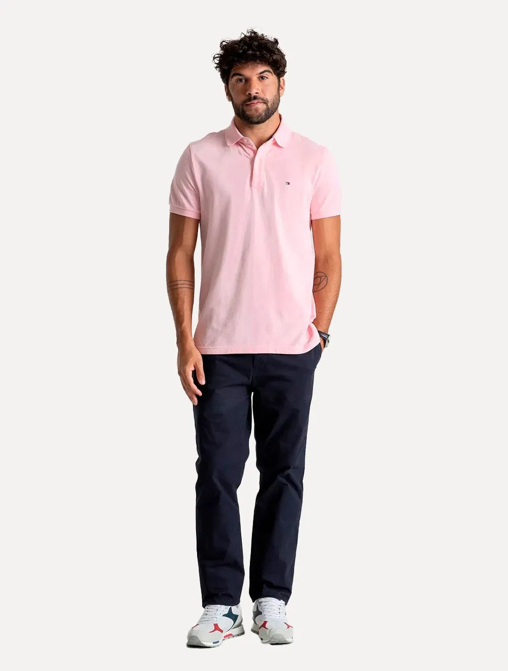 Polo Tommy Hilfiger Masculina Fit Ivy Rosa