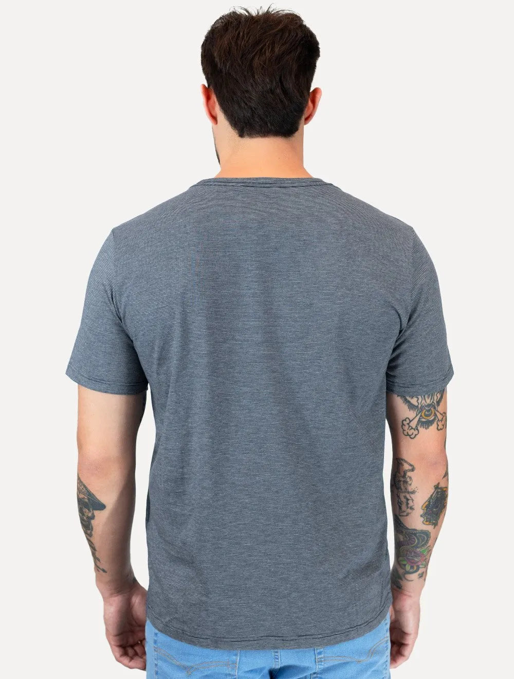 Camiseta Dudalina Masculina Mini Stripes Azul Marinho