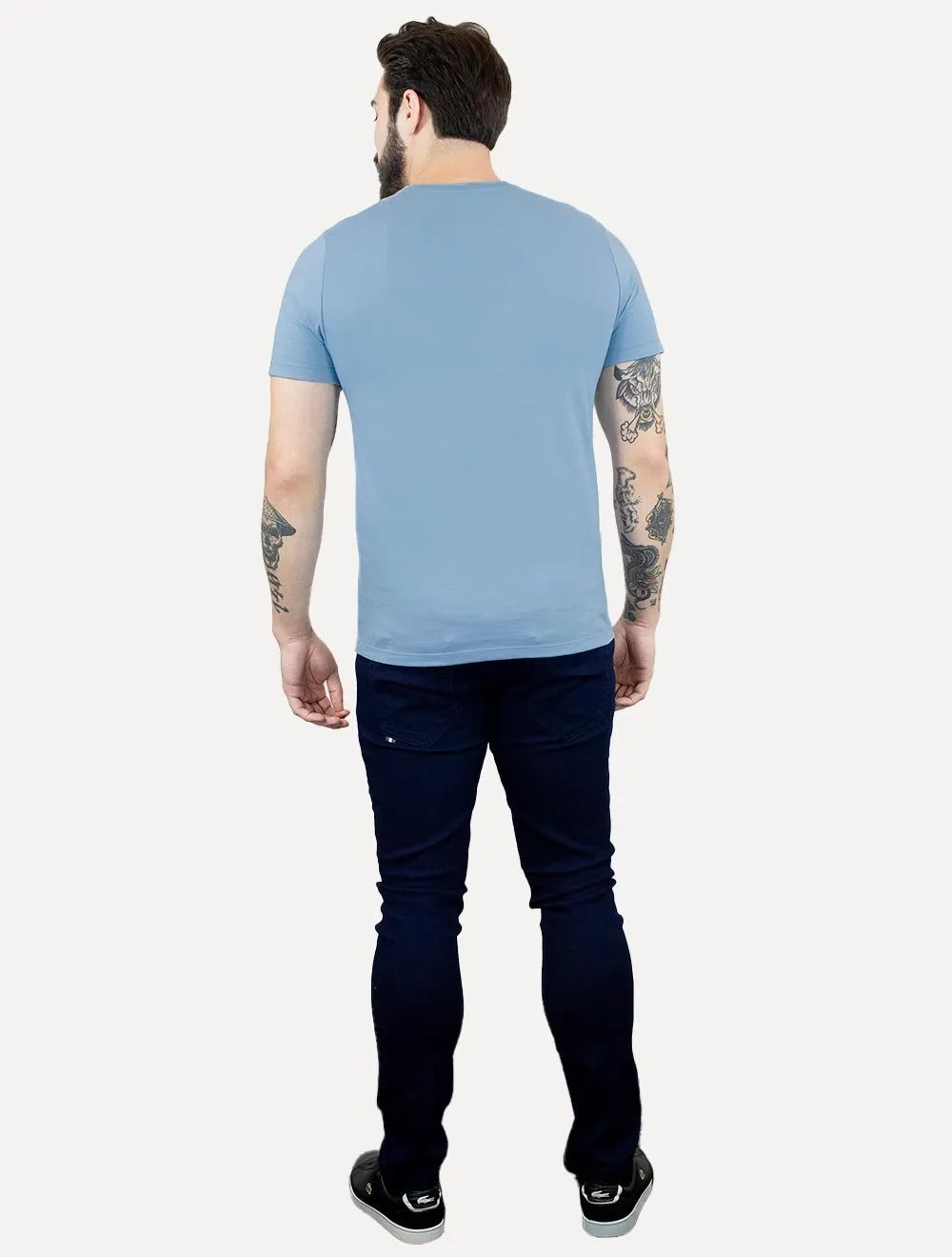 Camiseta Dudalina Masculina Essentials Modal Logo Azul Claro