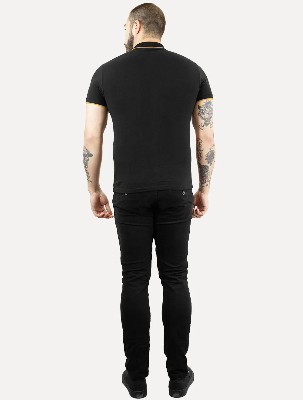 Polo Colcci Masculina Piquet Gold Frisos Mini Logo Preta