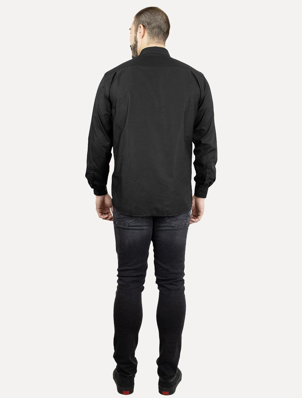 Camisa Dudalina Masculina Slim Superfine Cotton Dark Logo Lisa Preta