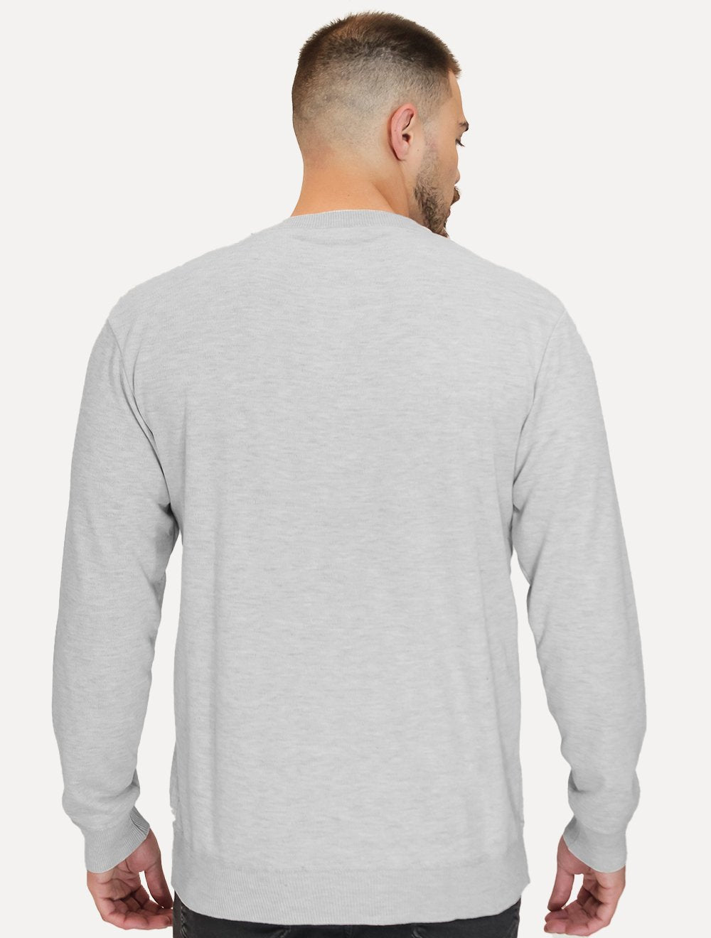 Suéter Náutica Masculino Tricot Crewneck Liso Cinza Mescla Claro